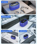 No Fuss 45KHz Ultrasonic Cleaner Tank For Jewelry Glasses Retainers And Dentures Featuring 35W Power in cool sapphire blue.