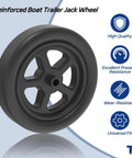 Tough As Nails 2000 Lbs Trailer Jack Swivel Caster Replacement with sturdy spoked wheel, black 8-inch wheel for trailers.