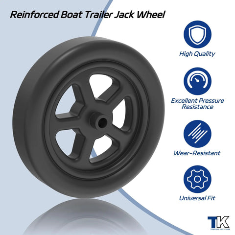 Tough As Nails 2000 Lbs Trailer Jack Swivel Caster Replacement with sturdy spoked wheel, black 8-inch wheel for trailers.