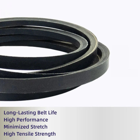 Close-up of Traction Drive Belt 120-9470 For 30 Inch TimeMaster Mowers displaying durable texture and tensile strength