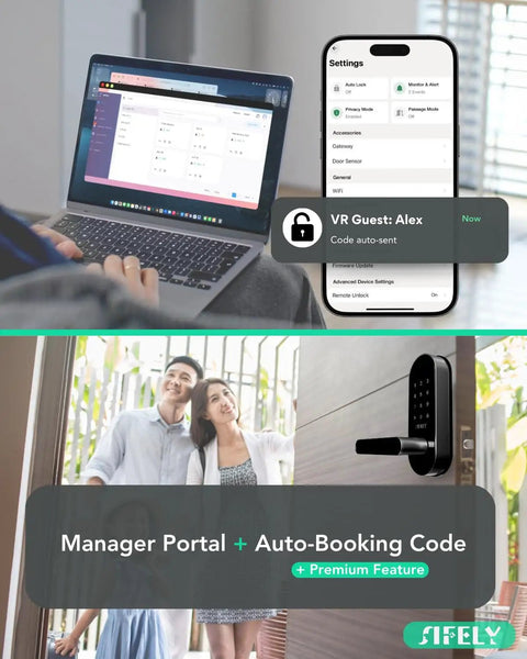 Keyless Entry Keypad Smart Door Lock With Handle And Knob Five Ways To Unlock Digital Deadbolt With app control for guests