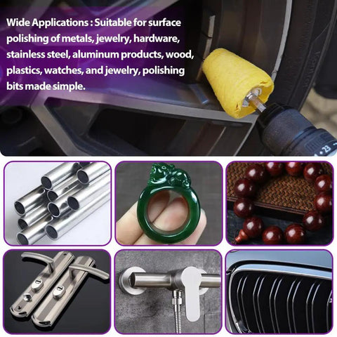 Twelve Piece Heavy Duty Buffing Pad And Polishing Wheel Kit For Dremel Rotary Tools Featuring 1/4 Inch Shank to polish various materials.