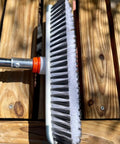 Side view of Mean 2 In 1 Deck Scrub Brush With Long Handle Heavy Duty Floor Cleaner Scrubber With Stiff Bristles And Built In Squeegee
