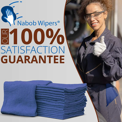 Bulk Auto Shop Towels 14x14 Inches 100 Percent Cotton Lint Free Rags For Mechanics 500 Pack Blue Commercial Grade
