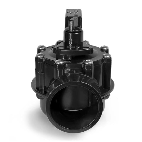 Must-Have 1.5 Inch Inline Pool Diverter Valve 2-Way CPVC Slip Valve front view showing non-lube PTFE seal