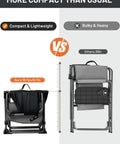 Comparison of compact Heavy Duty Camping Chair With Compact Fold Built In Side Table And Pocket with a bulkier chair