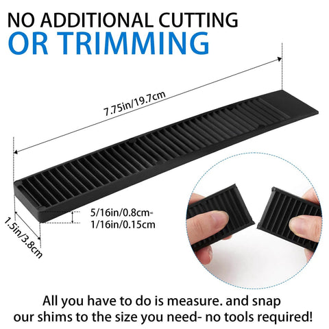 Eight Pack 8 Inch Plastic Composite Shims For Furniture Doors Toilets And Tables With Extreme Load Support, black, side view