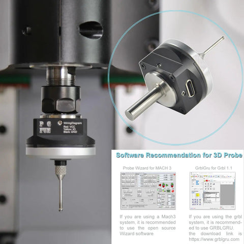 DIY CNC Touch Probe For XYZ Axis 3D Digitizing Edge Finder with 6 mm Shank and 2.0 mm Tungsten Ball Tip installed in CNC machine
