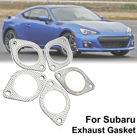 5-pack car exhaust gasket set; stainless steel, 2.5-inch flange (63.5mm), perforated edges.