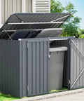 Heavy Duty 3 By 6 Ft Outdoor Storage Shed For Trash Cans And Bikes, Waterproof Garbage Can Organizer With Chain Lid, Dark Grey