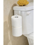 Over The Tank Toilet Paper Holder Organizer For Bathroom Storage, Sturdy Metal Reserve That Holds Two Rolls, Easy Slide On Fit