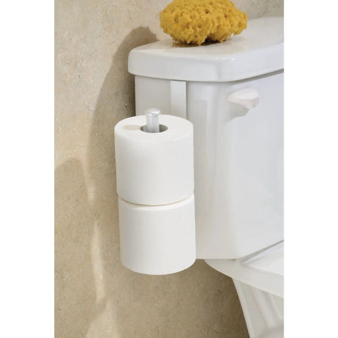 Over The Tank Toilet Paper Holder Organizer For Bathroom Storage, Sturdy Metal Reserve That Holds Two Rolls, Easy Slide On Fit