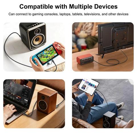 USB A And Usb Type C To Optical Fiber Audio Cable Converter Plug And Go Toslink Digital Sound Adaptor used with gaming consoles, speakers, and TVs.