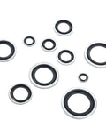 Bonded Seal Set With Self Centering Gasket Assortment For Automotive Use, 156 Piece Metric Seal Kit Pro Grade Covering Ten Sizes From M6 To M24