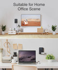 No Fuss Smart Power Strip With USB Surge Protection And Wall Adapter in home office scene with laptop and decor