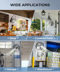 20 Inch Wall Mount Fan Oscillating With 3 Speed Settings High Velocity Industrial Air Circulator in shop, patio, garage, warehouse