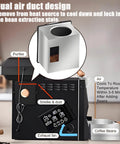 No Stress Daily Roasts With This 200 Gram Electric Coffee Machine showing dual air duct design and smoke purification features.