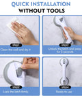 Installation steps for 12 Inch Suction Cup Grab Bars For Bathtub And Shower, Heavy Duty No Slip Bathroom Safety Bar For Seniors And Handicap