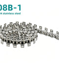 Heavy Duty 08B-1 Roller Chain Made From Top Tier 304 Stainless Steel, featuring double bent ears for equipment transmission.