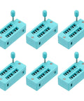 6 Pack Universal ZIF IC Test Socket 14 Pin 2.54mm Pitch DIP Socket For Microcontrollers Chips And Breadboards Locking Adapter
