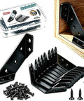 Tough As Nails Black Stainless Steel Corner Braces For Wood Lock Tight L Brackets And Angle Connectors Universal Furniture Hardware Support For Shelves Cabinets Tables And Drawers Pro Grade Mounting Kit with screws