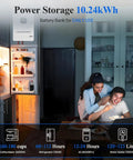 Couple using Off Grid Solar System Kit For Home With 2340W Solar Array, 10kW Inverter, And Two 48V 100Ah Lithium Batteries in kitchen