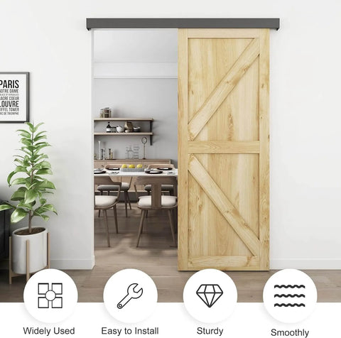 5 Foot Sliding Barn Door Hardware Track Kit Aluminum Alloy Box Rail System For Classic Modern Interior Single Wooden Door