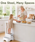 Rock Solid Two Step Stool For Toddlers making bathroom sink access breezy, gray, grippy, helping child reach kitchen counter.