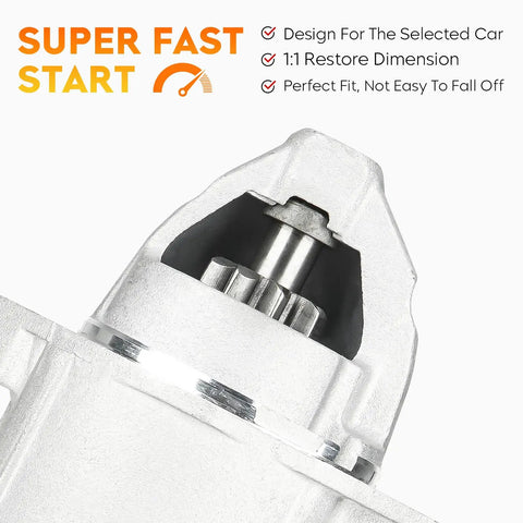 Close-up of Jeep Compass Patriot Avenger Journey Caliber Dodge Sebring Starter Replacement for 2007-2020 L4 Engines