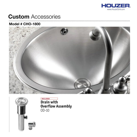 Opus Built To Last Stainless Steel Undermount Bathroom Sink 18 Inch Oval Bowl With Overflow Drain Assembly, top view