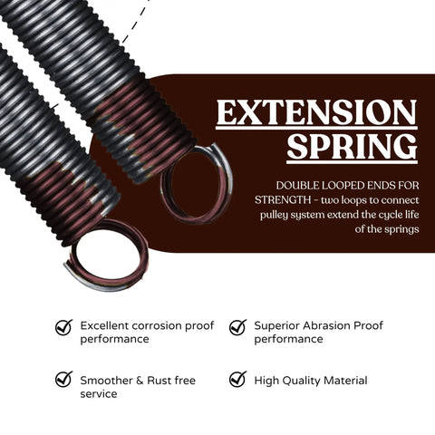 Heavy Duty Residential Garage Door Extension Springs 2-Pack 160 Lb Capacity Brown with double loop ends displayed