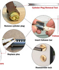 Diagram showing steps of using Keyway Rekey Kit For Home Security And Door Locks, 500 Plus Pieces Complete DIY Lock Rekeying Set
