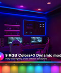 Recessed Lighting 4 Inch RGBCW Color Changing 12W LED Downlights with Junction Box,1080Lumens Canless LED Recessed Ceiling Lights Dimmable by Remote Control, Dual Memory,Timer,Delayed Off, ETL,4 Pack illuminating a gaming setup with RGB colors.