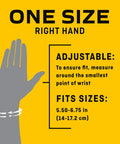 For Her Right Hand Wrist Support Adjustable With Gel Palm Cushion Comfy Easy On Breathable Sleeve Lightweight Carpal Tunnel Relief Brace For Strains And Sprains Ergonomic Comfort All Day Wear size chart image with measuring instructions for one size fit for wrist 5.50-6.75 inches