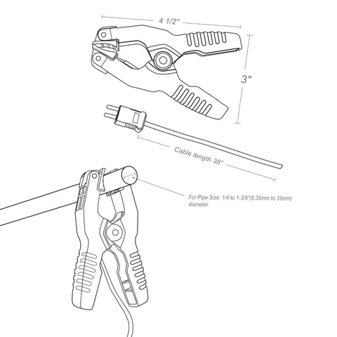 Diagram of Heavy Duty Pipe Clamp K Type Thermocouple Probe For Temperature Range Minus 40 To 392 Fahrenheit Yellow 38 Inch Cable