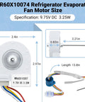 Diagram of Refrigerator Evaporator Fan Motor With Thermistor For GE Refrigerators Easy Swap Replacement WR60X10307 size details