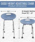 Height Adjustable Bath And Shower Chair For Seniors With Ergonomic PUR Foam Seat Non Slip Feet Sturdy Shower Stool