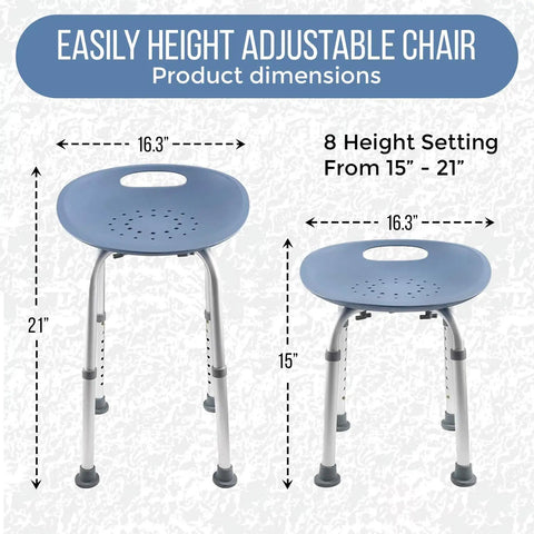 Height Adjustable Bath And Shower Chair For Seniors With Ergonomic PUR Foam Seat Non Slip Feet Sturdy Shower Stool