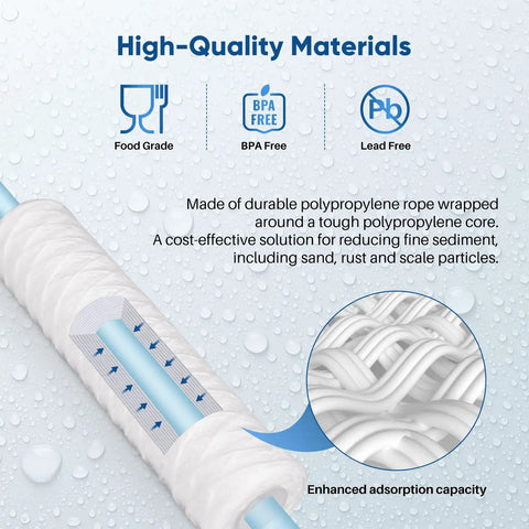 Diagram showing 5 Micron Whole Home Sediment Filter Cartridge 10 Inch By 2.5 Inch Replacement For Universal 10 Inch RO Systems material.