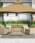 Gazebo Replacement Canopy Top For Lowe's Allen Roth GF 12S004B 1 Beige Easy Install Replacement Durable Polyester Or RipLock Fabric