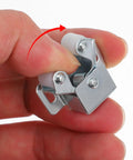 Close-up of Double Ball Catch Cabinet Door Latches Set with heavy duty iron hardware in hand, smooth push close roller.
