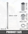 Front And Rear 320mm Steel Alloy Axle With Bushing And M12x1.25 Screw Bolt For Dirt Bikes Scooters And ATVs Bolt On Wheel Axle Replacement