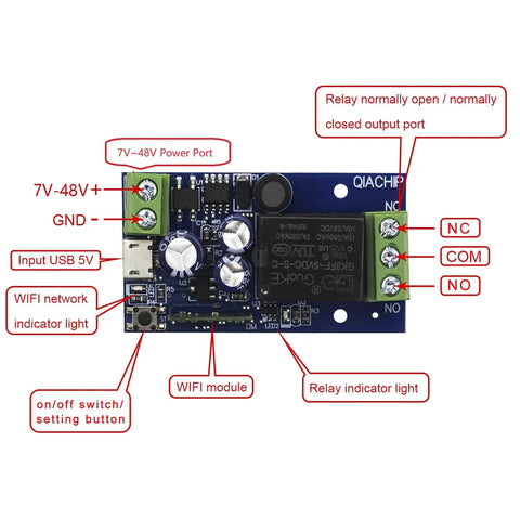 Smart WiFi Relay Module For Home Automation With USB Power 5V 12V 24V 48V Inching Self Lock Remote On Off Switch Compatible