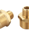 Brass Reducing Hex Nipple Set One Quarter Inch NPT Male To One Half Inch NPT Male, durable 4-piece set for plumbing and gas systems