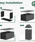 Durable Outdoor Deck Box Storage Shed With Removable Shelves And Twelve Hooks For Garden Pool Patio Waterproof Resin Cabinet With Lock Ring Vertical Space Saver Built For Easy No Mess Storage installation steps