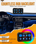 Beefed Up Eight Gang Switch Panel With RGB Backlight Momentary Pulsed Toggle in vehicle dashboard setup