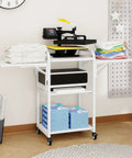 Three Tier Movable Heat Press Table With Foldable Stand And Workbench For Heat Transfer Machines Space Saving Design in a home studio