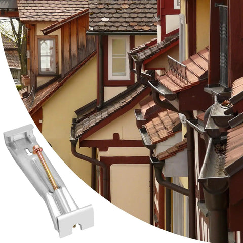 25 Pack 5 Inch Pre Assembled Aluminum Gutter Hangers With Pre Inserted Screws Quick Screw Clips Hidden Bracket For Sagging Rain Gutters Hex Drill Bit Included next to residential roof gutters.