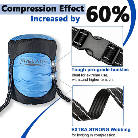 Ultralight Compression Sack For Sleeping Bags 11L 18L 30L 45L with water resistant fabric and strong buckles, space saving
