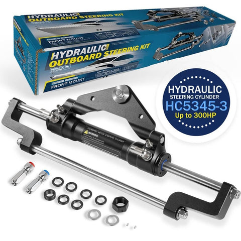 Beefy Hydraulic Steering Cylinder For Outboard Boats Up To 300HP, 10.3MPa/1500 PSI, Front Mount Aluminum Body with ORB Fittings